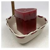 Longaberger Heart dish with candle