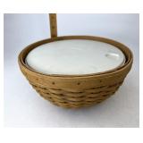 Longaberger 9 inch bowl with lidded protector