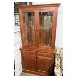 Lighted to door hutch with glass shelves