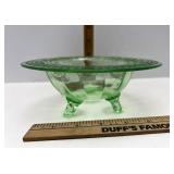 Footed green glass dish