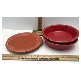Fiestaware 2 red bowls & 1 bread plate