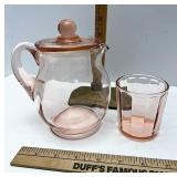 Pink depression pitcher and cup