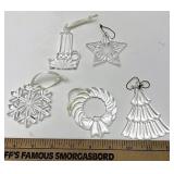5 Princess House Five lead crystal ornaments