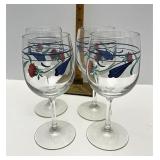 Lenox Poppies on Blue 4 Wine glasses