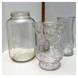 Three glass vases