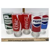 7-Up Coke and Pepsi glasses