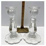 Heavy glass candle sticks
