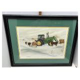 John Deere early morning chores  framed print
