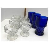 Clear and blue glass lot