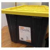 27 gallon black and yellow tote