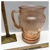 Pink glass etched pitcher