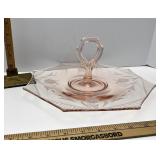 Pink glass sandwich tray