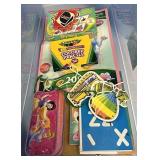 Tote with games and coloring items