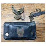 Harley Davidson wallet and belt buckle