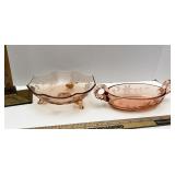 Etched Pink glass  lot