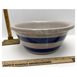 Blue banded stoneware bowl