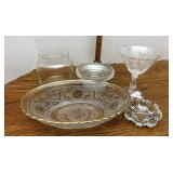 Five piece glass law including Cambridge etched