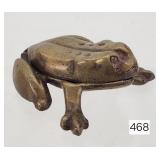 English Brass Cast Frog Trinket Holder - 3'