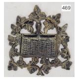Floral & Basket Cast Wall Match Safe - 6.25'