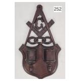 Wood Carved Masonic Double Wall Match Safe - 11.25