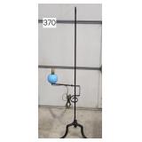 Blue Milk Glass Ribbed Lightning Globe Floor Lamp