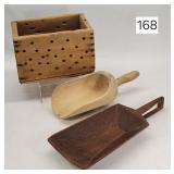 Primitive Kitchen Storage Box & Wooden Scoops