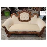 Victorian Walnut Carved Crest Setee