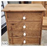 Primitive Pine Four Drawer Storage Chest -