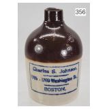 Charles S Johnson Brown Over White Stoneware Jug