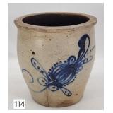 Stylized Cobalt Ovoid Salt Glaze Jar - 1 Gal.