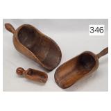 Lot of (3) Early Wooden General Store Scoops