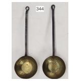 Pair of Early Hand Wrought Brass & Iron Ladles