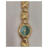 Oscar de la Renta Malachite Gold Tone Wrist Watch