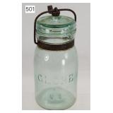 Early Globe Aqua Bale Lid Fruit Jar - 7'