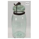 Early Globe Aqua Bale Lid Fruit Jar - 8.5'