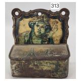 Embossed Tin Litho Sea Scene Wall Match Safe - 5'