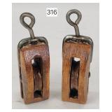 Early Wooden 3' Pulleys