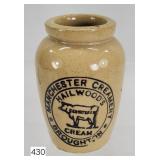 Manchester Creamery Stoneware Cream Jar - 3'