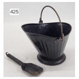 Pirmitive Tin Coal Hod & Shovel - 5'