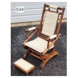 Early Walnut Platform Rocker & Foot Stool