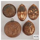 Primitive Copper Food Molds - 3'  4'