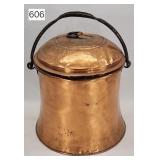 Hammered Copper Early Covered Pail