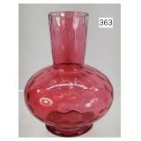 Cranberry Thumb Print 7' Vase