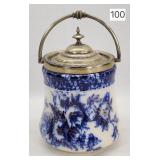 Carlton Ware 'Petunia' Flow Blue Biscuit Jar