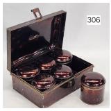 Early Tin Copper Wash Spice Set - 6 Stenciled Tins
