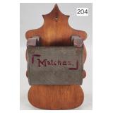 Wood & Tin Wall Match Safe - 9'