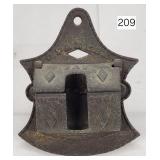 G. Parker Cast Iron Wall Match Safe - 5.5'