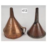 Pair of Early Small Copper Funnels