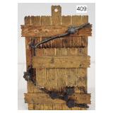 Brass Embossed Fence Style Double Wall Match Safe