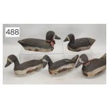 Wood Carved Duck Decoys - Lot of (5)